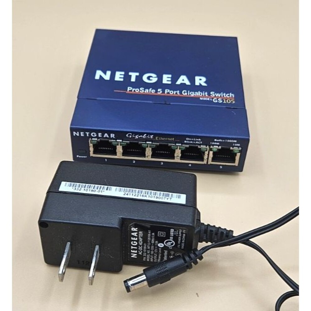NETGEAR ProSafe GS105 v4 5-Port Gigabit Ethernet Switch w/ Power Adapter